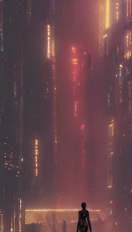 Image similar to a beautiful young Black woman, cyberpunk, Blade Runner city background, highly detailed, artstation, illustration, art by Gustav Klimt