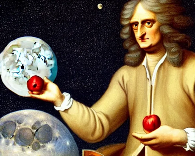isaac newton holding apple