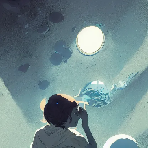 Prompt: a dying star by atey ghailan, by greg rutkowski, by greg tocchini, by james gilleard, by joe fenton, by kaethe butcher, dynamic lighting, gradient light blue, brown, blonde cream and white color scheme, grunge aesthetic