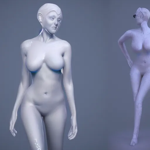 Prompt: 3 d fluid simulation render, octane render, xparticles, white colors, female bodies, white carved abstract sculpture