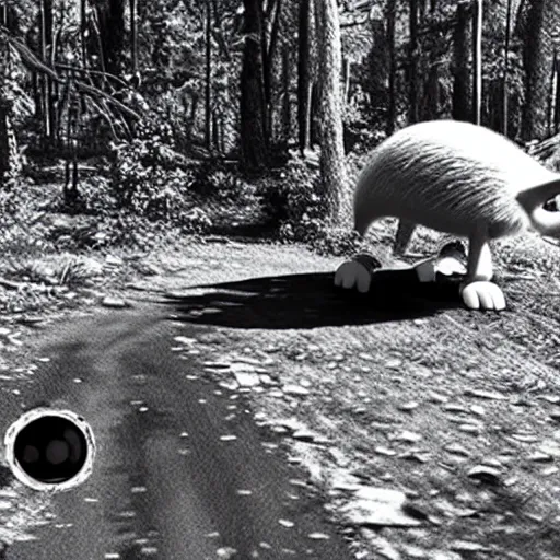 Prompt: sonic trail cam leaked footage, monochrome