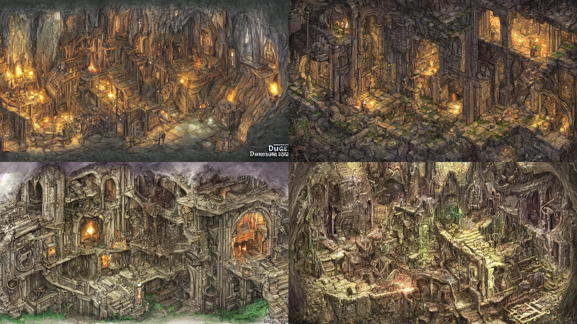 Prompt: dungeon cutaway, detailed fantasy art