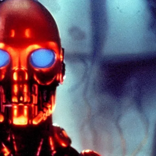 Image similar to movie still of a cool cyborg, cinematic composition, cinematic light, by wes craven