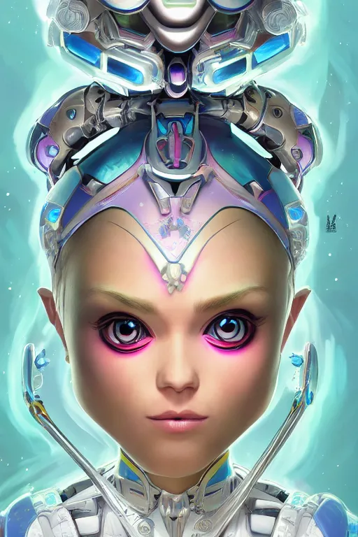 Image similar to symmetry!! portrait of bubbles power puff girl! alien in the style of horizon zero dawn, machine face, intricate, elegant, highly detailed, digital painting, artstation, concept art, smooth, sharp focus, illustration, art by artgerm and greg rutkowski and alphonse mucha, 8 k