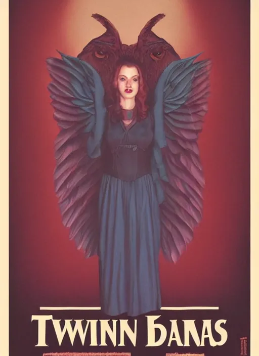 Image similar to twin peaks poster art, by michael whelan, rossetti bouguereau, artgerm, retro, nostalgic, old fashioned, kyle mclaughlin, large owl wings wrap around dale cooper