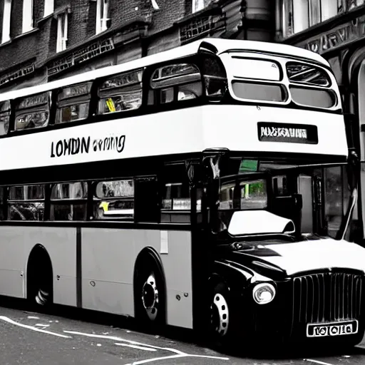 Prompt: shining chrome london bus