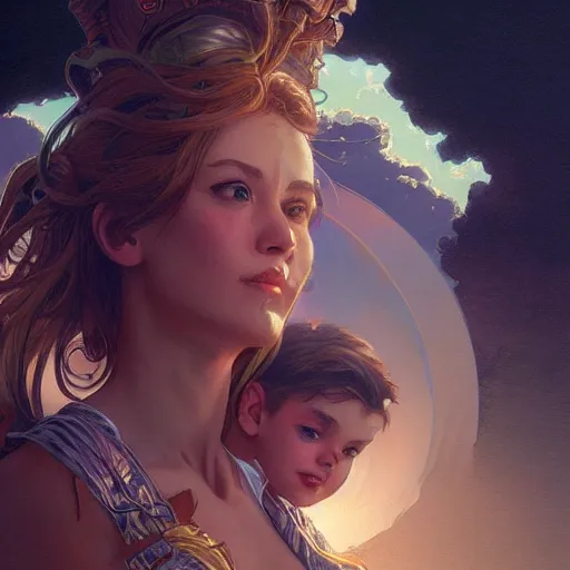 Prompt: giantess woman holding a small man, intricate, highly detailed, digital painting, artstation, concept art, smooth, sharp focus, illustration, unreal engine 5, 8 k, art by artgerm and greg rutkowski and alphonse mucha