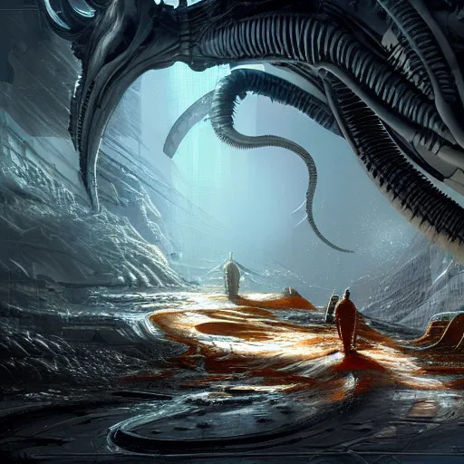 Image similar to small xenomorph, intricate, elegant, volumetric lighting, scenery, digital painting, highly detailed, artstation, sharp focus, illustration, concept art, luis rollo, mario feng, john berkey