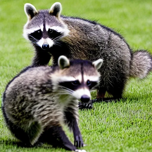 Prompt: a picture of raccoons invading the White House