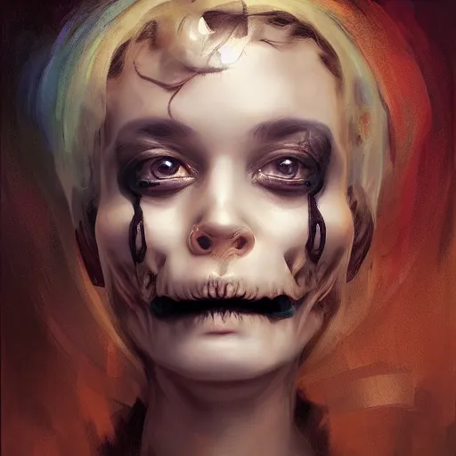 Image similar to portrait skull girl by petros afshar, hyper real, leng jun and singer sargent