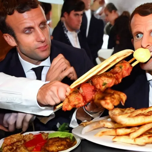 Image similar to emmanuel macron eating a kebab