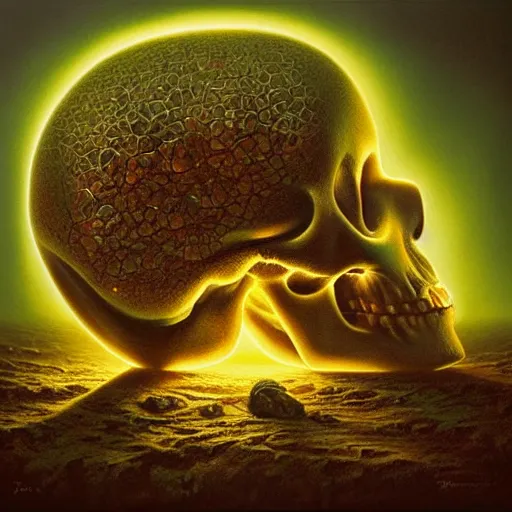 Prompt: Translucent Martian Crystal skull by Tomasz Alen Kopera, masterpiece