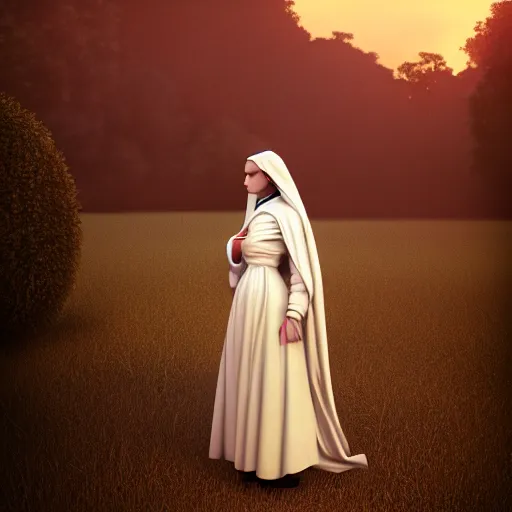 Image similar to photographic portrait of a stunningly beautiful goth nun female in soft dreamy light at sunset, contemporary fashion shoot, by edward robert hughes, annie leibovitz and steve mccurry, david lazar, jimmy nelsson, breathtaking, 8 k resolution, extremely detailed, beautiful, establishing shot, artistic, hyperrealistic, beautiful face, octane render