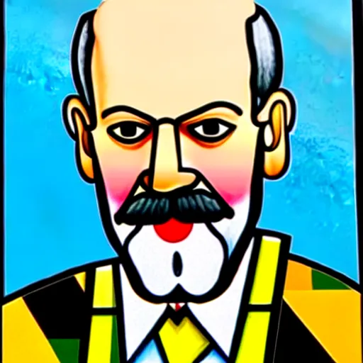 Image similar to a portrait of sigmund freud by romero britto