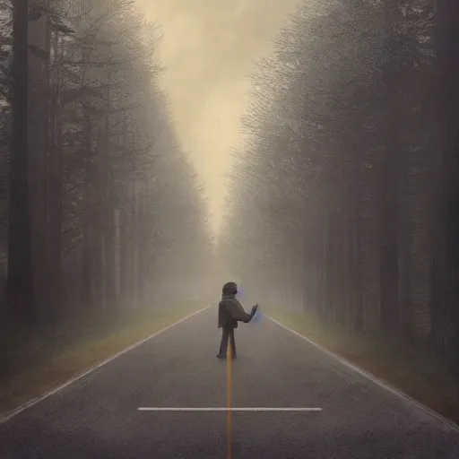 Image similar to the stranger things poster by Aron Wiesenfeld and beksincki, cinematic, detailed illustration, nature, fog, dark colors, suspense, intricate, 8k