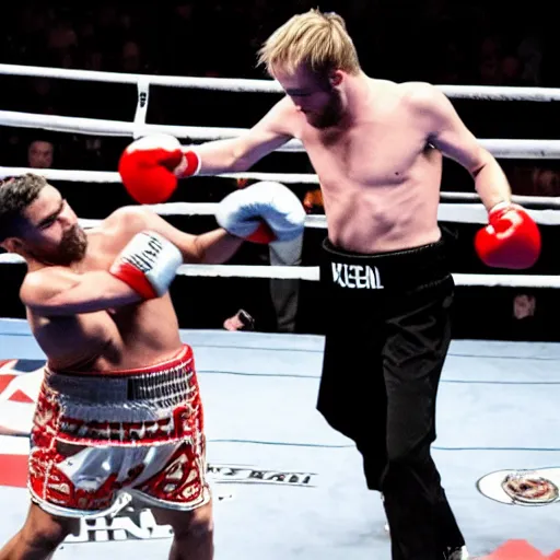 Prompt: Pewdiepie in a boxing match against Felix Kjellberg