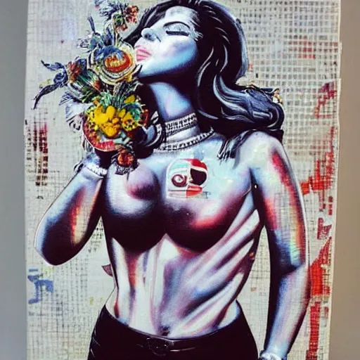 Image similar to a sculpture of Lady Gaga, by Sandra Chevrier