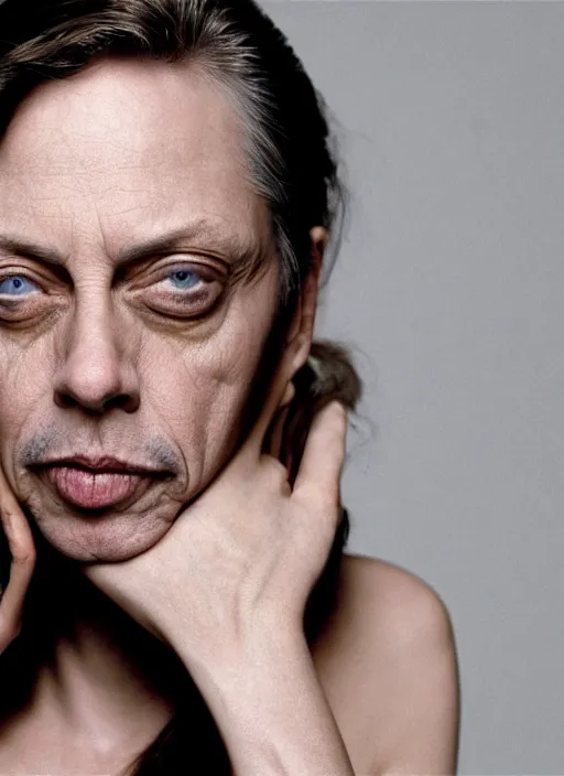 Image similar to portrait of beautiful female steve buscemi by mario testino, headshot, detailed, award winning, sony a 7 r