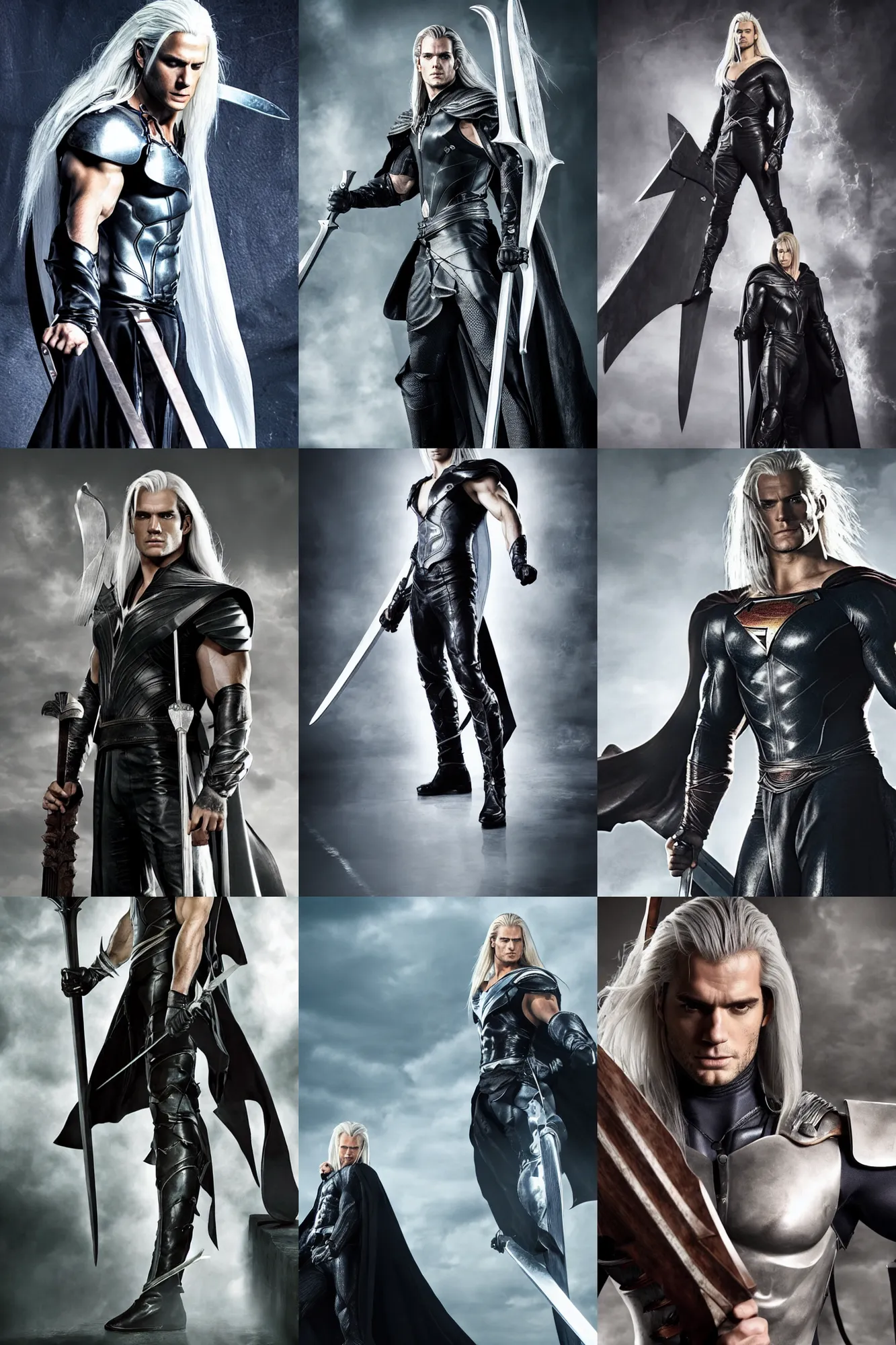 Prompt: Henry Cavill as Sephiroth, studio shot, hd