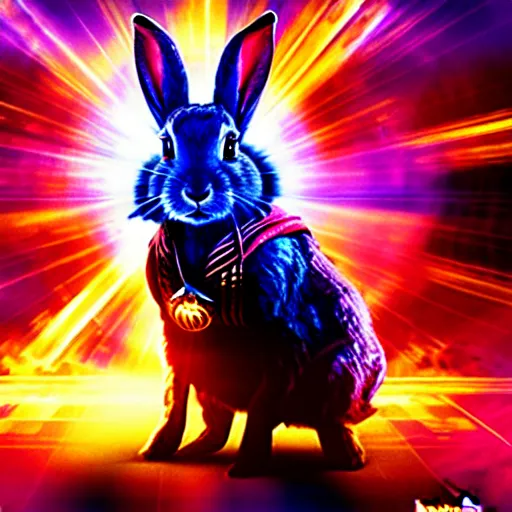 Image similar to Film still of a rabbit as Dr. Strange in avengers endgame, 4k