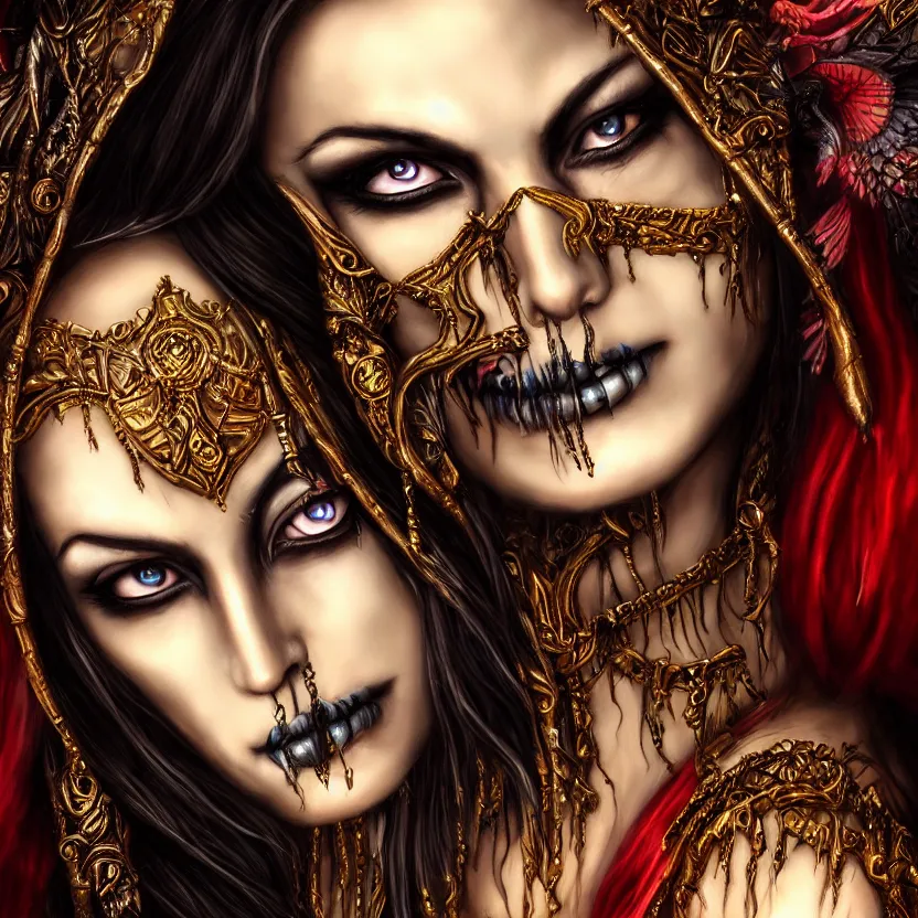 Image similar to candid photography, close up portrait, goddess of death, by anne stokes, photorealism, highly detailed, uhd