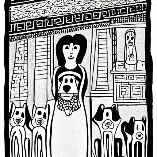 Image similar to a drawing of a dog, in the style of persepolis ( 2 0 0 7 ), by marjane satrapi