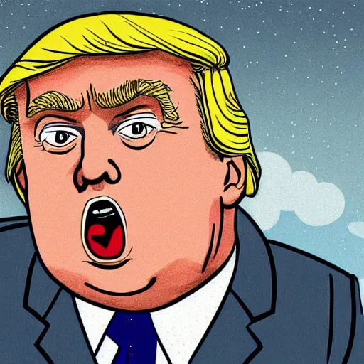 Image similar to a close - up portrait of donald trump as a big baby by chris ware