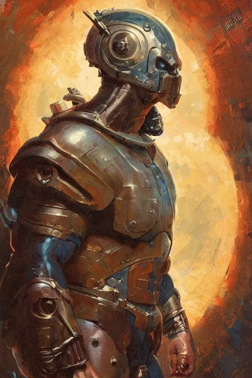 Image similar to pulp scifi fantasy illustration full body portrait marvel juggernaut martyn ford wearing helmet, by norman rockwell, jack kirby, bergey, craig mullins, ruan jia, jeremy mann, tom lovell, 5 0 s, astounding stories, amazing, fantasy, other worlds