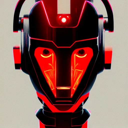 Prompt: a maciej kuciara art deco style cybernetic robot with red eyes, colored ink drawing, smooth, sharp focus, vibrant volumetric dark natural light, dark enlightenment, alchemy, albedo.