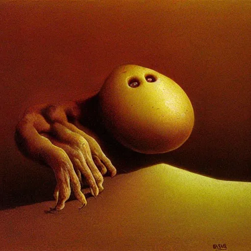 Prompt: Magical potato made by Zdzislaw Beksinski