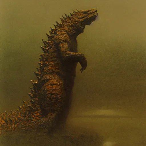 Prompt: godzilla by beksinski