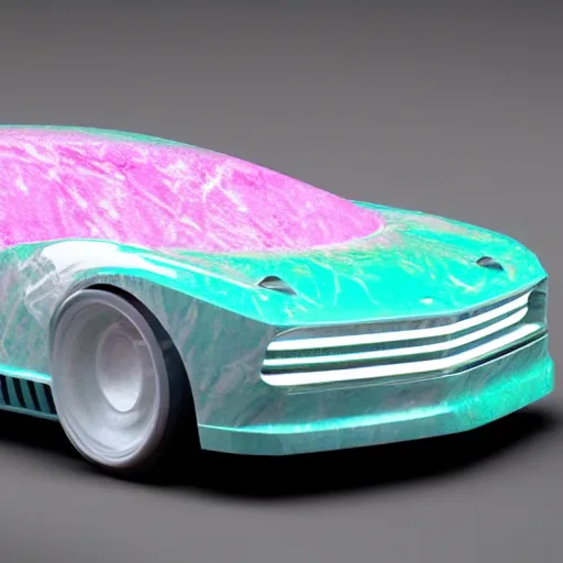 Prompt: vaporwave style car made from marble, concept