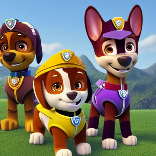 Image similar to Pawpatrol as Humans 4K ultra realistic artstationHD.