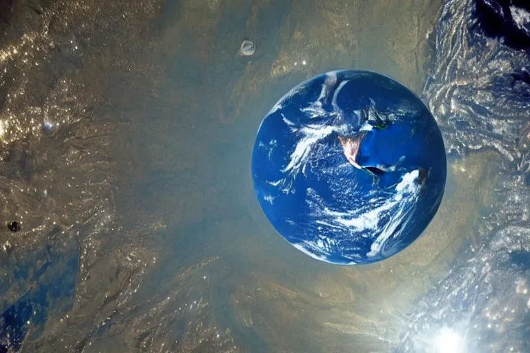 Prompt: gorgeous photo of earth from space by ridley scott