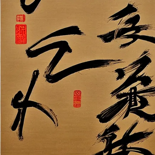 Prompt: beautiful Chinese calligraphy, high quality