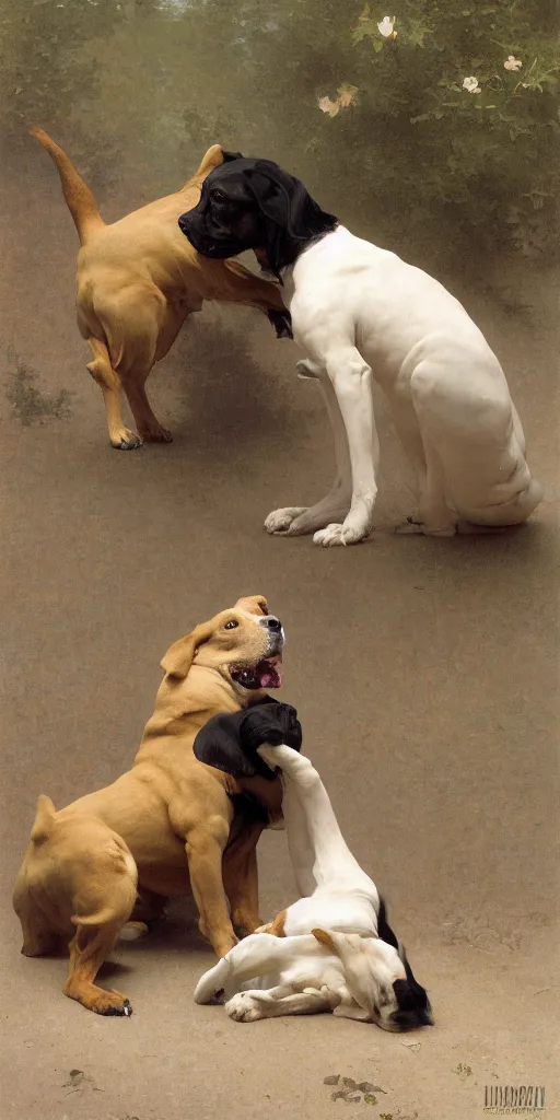 Image similar to funny stupid dog tries to bite its own tail. regal, realistic, refined, detailed digital art, oil painting, william - adolphe bouguereau, art frahm, esao andrews, highly detailed, cinematic lighting, unreal engine, 8 k, hd extremely detailed. 4 k. award winning. ultra realistic photo.