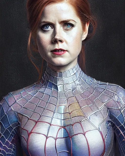 Image similar to amy adams as spiderman 1 9 6 0 s | highly detailed | very intricate | symmetrical | whimsical and magical | soft cinematic lighting | award - winning | closeup portrait | doll | painted by donato giancola and mandy jurgens and ross tran | pastel color palette | featured on artstation