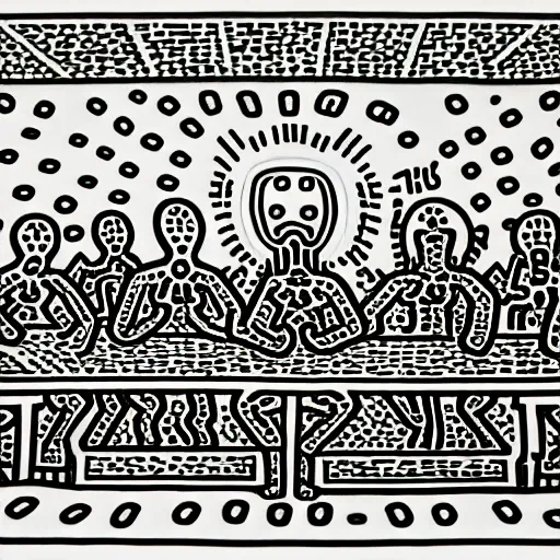 Image similar to The last supper, by Keith Haring