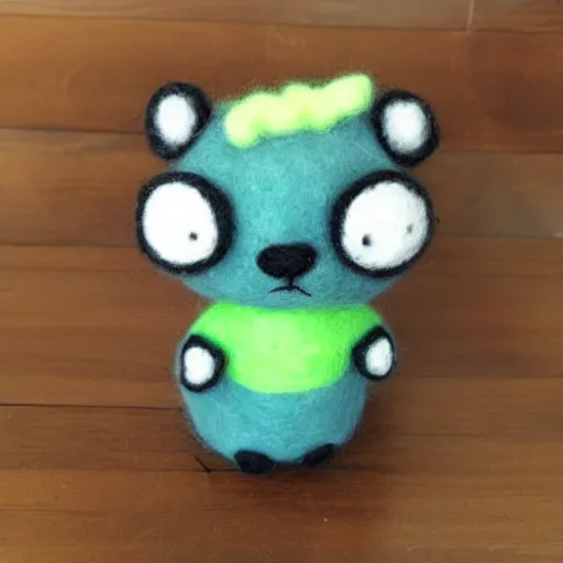 Image similar to a needle felted tom nook from animal crossing, needle felting art.