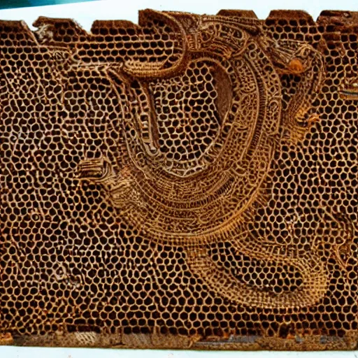 Image similar to naga serpent god, honeycomb structure, highly detailed, intricate, beautiful craftsmanship, famous artist,