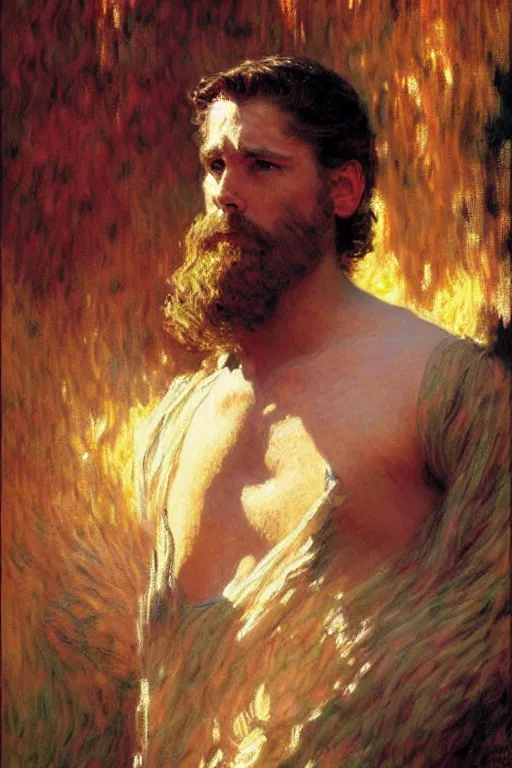 Prompt: attractive male, game of thrones, star wars, the lord of the rings, painting by, gaston bussiere, craig mullins, j. c. leyendecker, claude monet