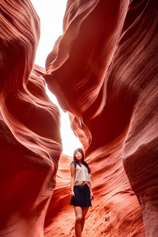 Prompt: close-up portrait of Lee Ji-Eun, captivating, rule of thirds, majestic, set on a flowy Antelope Canyon created by James Jean, mutiversal tsunami, award winning photo, seductive, captivating, close-up, hot, unreal engine, masterpiece, perfect symmetry, rgb, colorful clouds