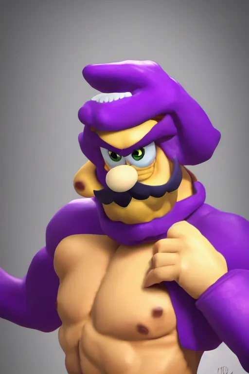 pro wrestler waluigi striking a menacing Jojo pose ,, Stable Diffusion