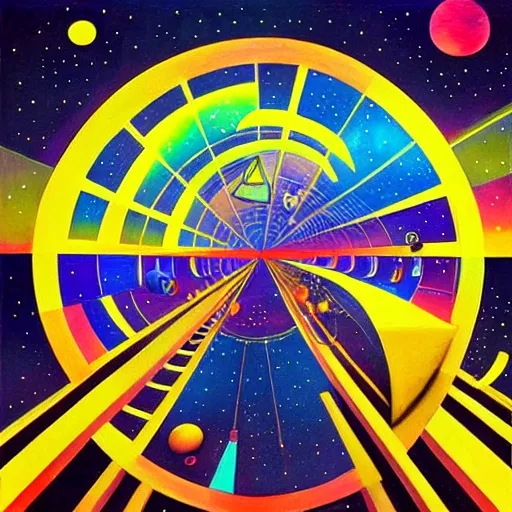 Image similar to solar punk city, modern architecture, city color scheme, geometry will draw the soul toward the truth and create the spirit of philosophy, galactic nebula, surrealist oil painting