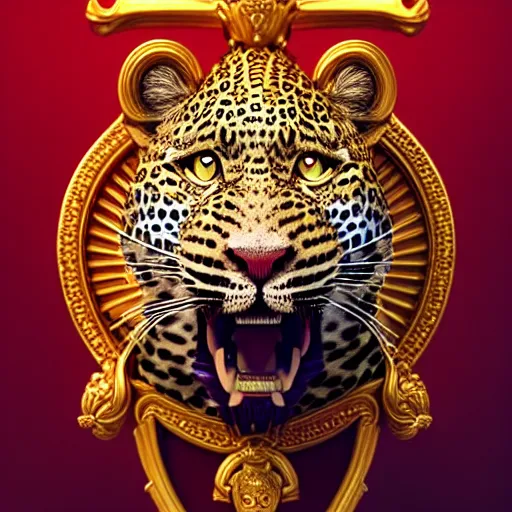 Prompt: all hail the Justice Leopard king :: by beeple and James Gilleard and Justin Gerard :: ornate, dynamic, particulate, intricate, elegant, highly detailed, centered, artstation, smooth, sharp focus, octane render, 3