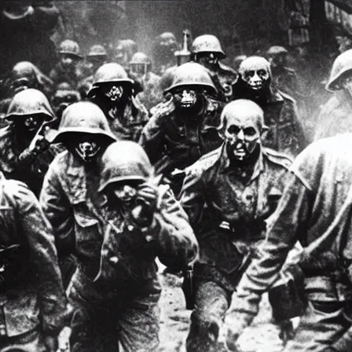 Prompt: zombies on ww 2, historical photograph