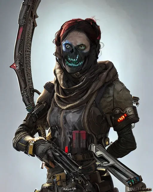 Prompt: Ghoul Crossbow as an Apex Legends character digital illustration portrait design by, Mark Brooks and Brad Kunkle detailed, gorgeous lighting, wide angle action dynamic portrait