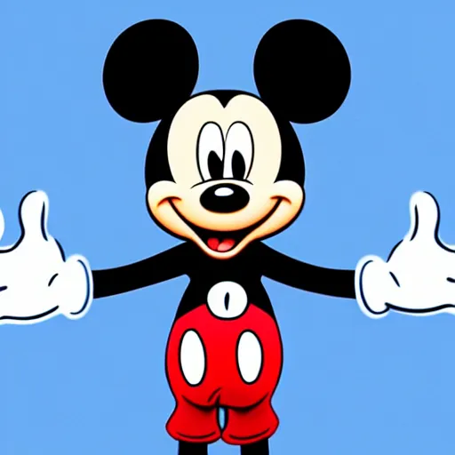 Image similar to mickey mouse the human, digital art