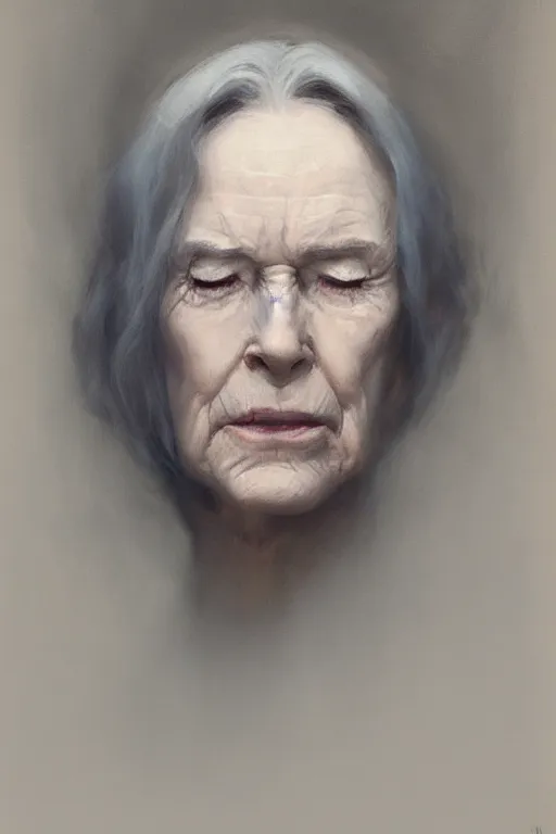 Prompt: rey palpatine, profile view, eyes closed, jeremy lipking, joseph todorovitch