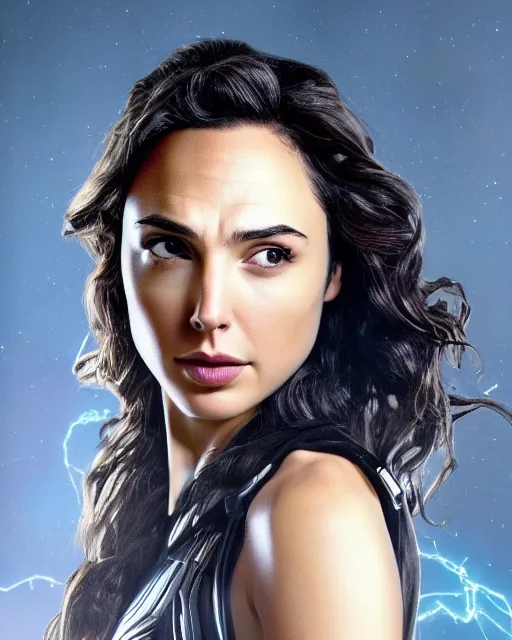 Image similar to gal gadot actress from death on the nil portraying a beautiful jaina solo from star wars legends, beautiful gal gadot jaina solo in a black suit, movie, hyper realistic, hollywood promotional image, imax, 8 k